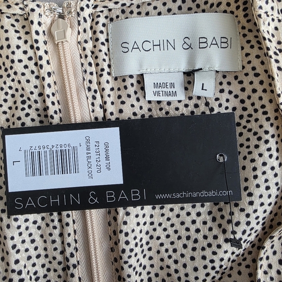 Sachin + Babi Graham Polka Dot Blouse Size Large - Picture 3 of 6